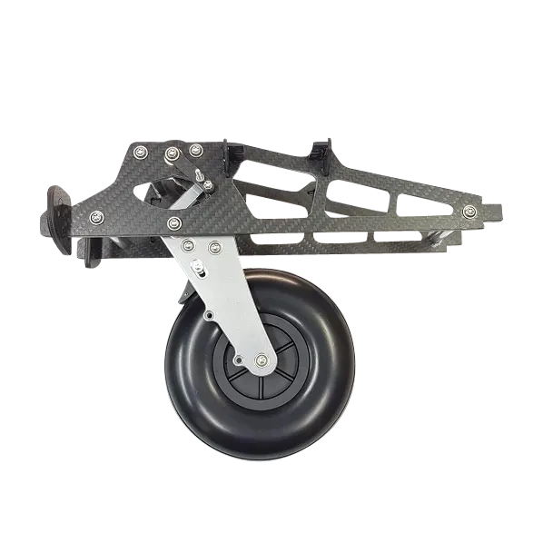 Modell eines Einziehfahrwerks im Maßstab 1:2,5 mit einem Rad von 127mm Durchmesser