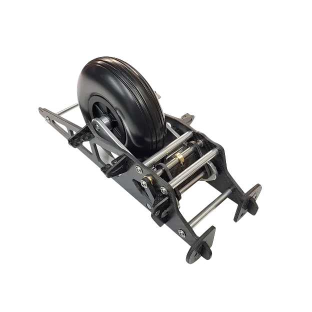 Modell eines Einziehfahrwerks im Maßstab 1:2,5 mit einem Rad von 127mm Durchmesser