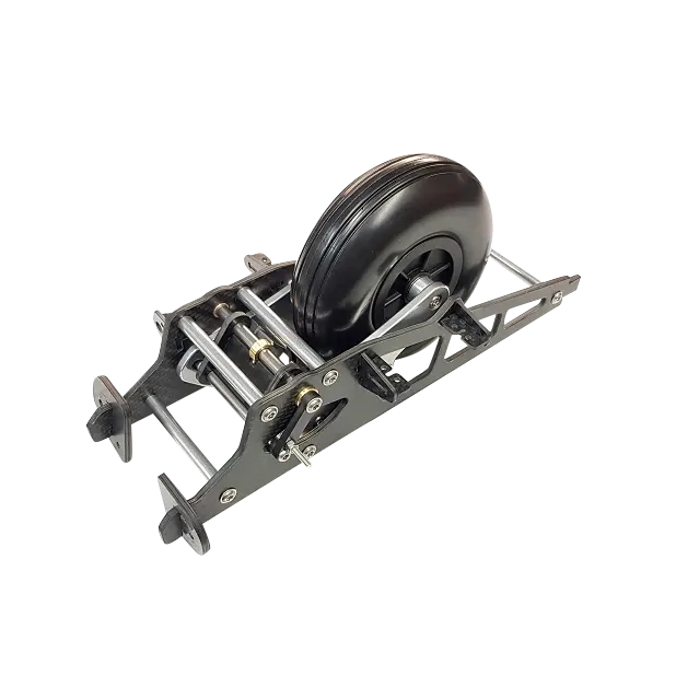 Modell eines Einziehfahrwerks im Maßstab 1:2,5 mit einem Rad von 127mm Durchmesser