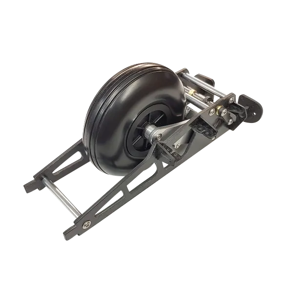 Modell eines Einziehfahrwerks im Maßstab 1:2,5 mit einem Rad von 127mm Durchmesser