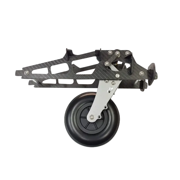 Modell eines Einziehfahrwerks im Maßstab 1:3,5 mit einem Rad von 100 mm Durchmesser