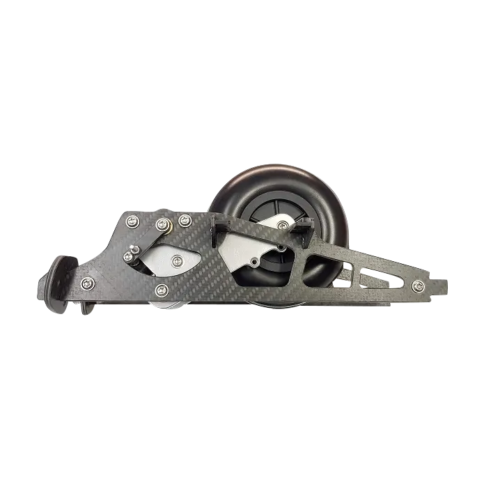 Modell eines Einziehfahrwerks im Maßstab 1:3,5 mit einem Rad von 100 mm Durchmesser